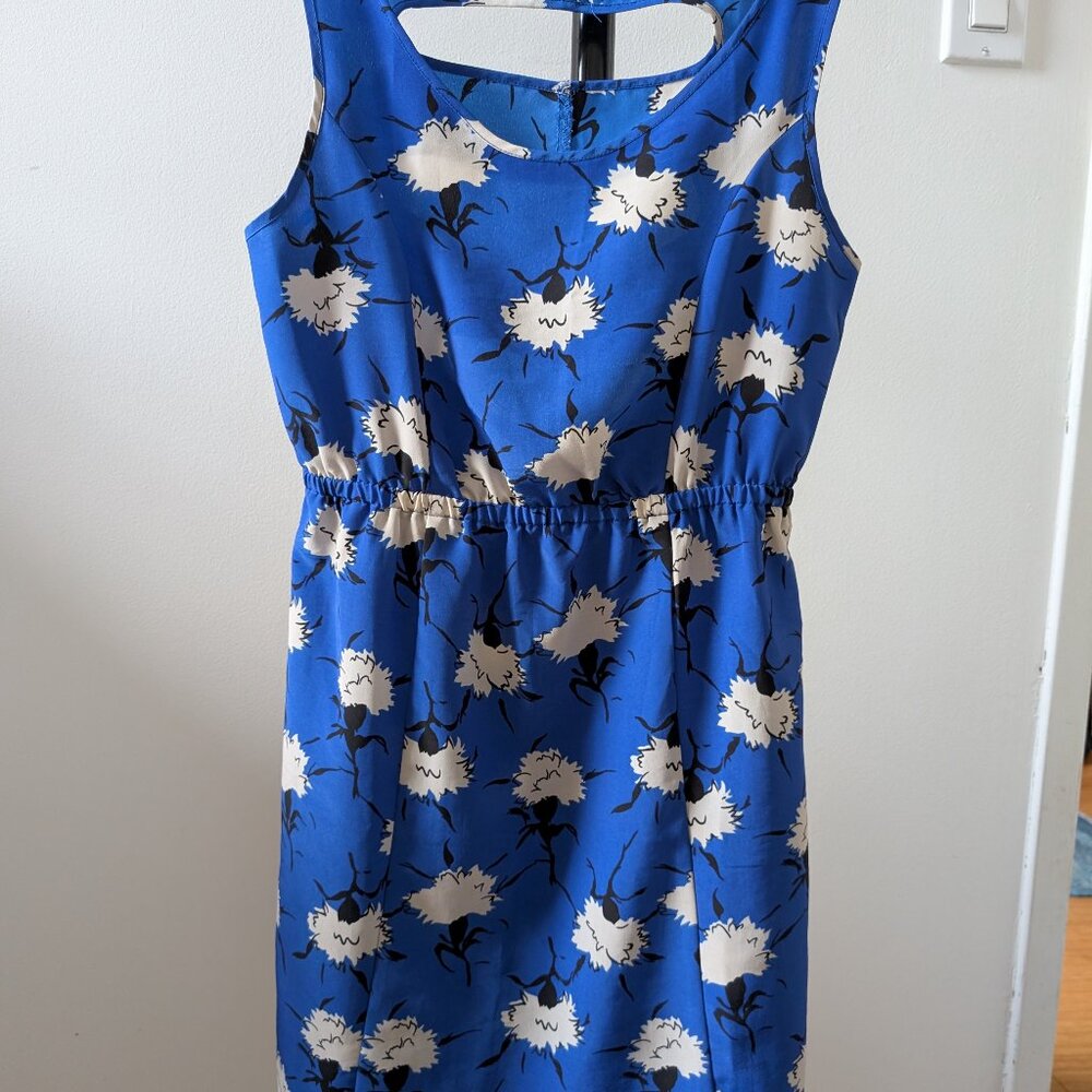 Adorable Blue Dress with Cotton Motif - Size S
